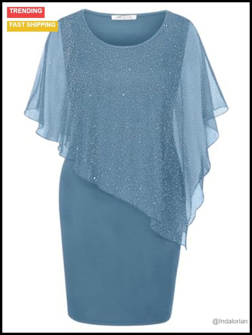 Women's Mesh Cape Overlay Bodycon Pencil Dress Sleeveless Wedding Guest Knee